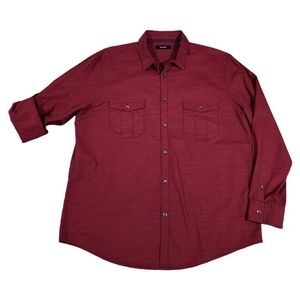 Alfani Buttoned Dress Casual Roll Up Button Sleeve Size XL